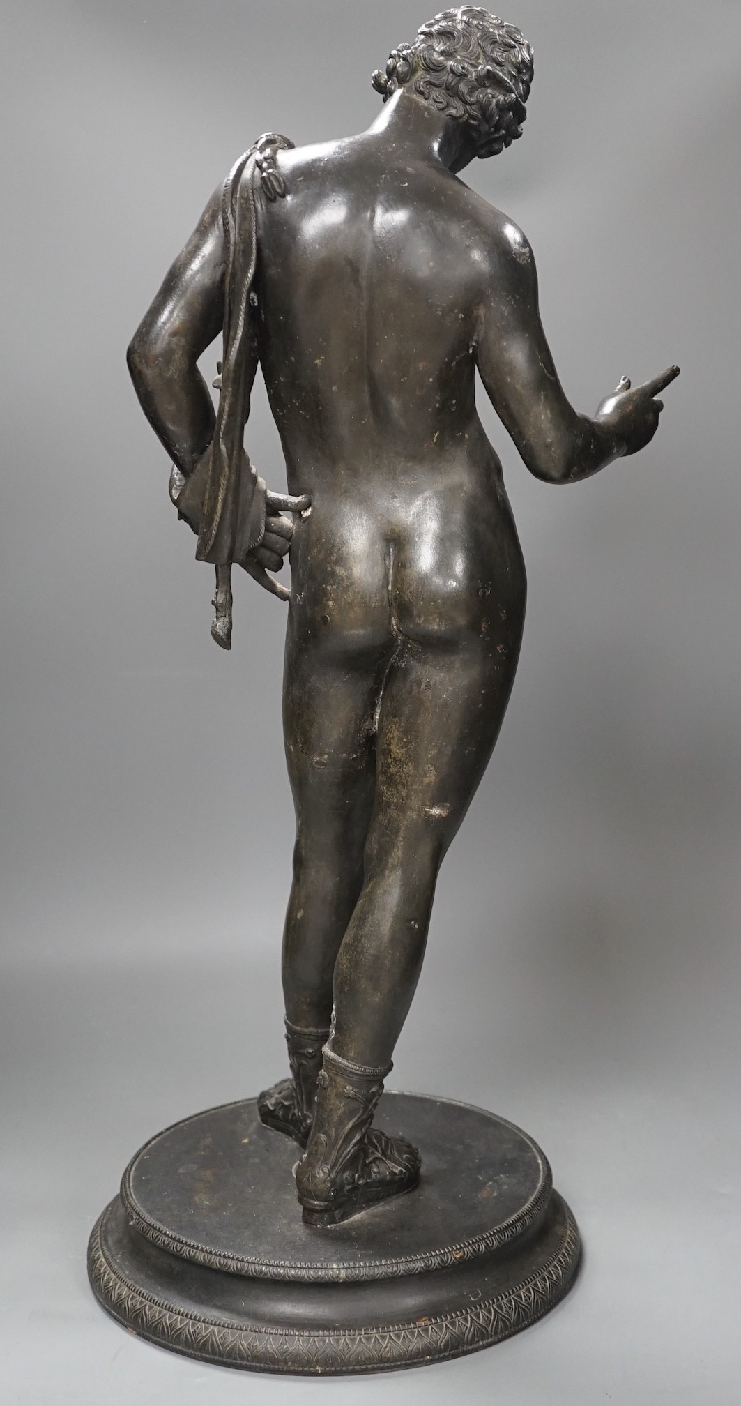 After the antique, a bronze figure of David, 62 cms high